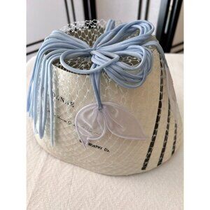 Vintage Fascinator Pale Blue Netting Gorgeous Hat Holder Included